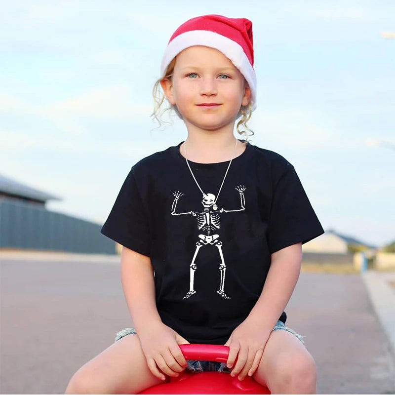 3 Colors Summer Children's T-shirt 100% Cotton Skull Print Boys T Shirt Girl Birthday T-shirt Gift Boy Clothes 2-10 Years 2021