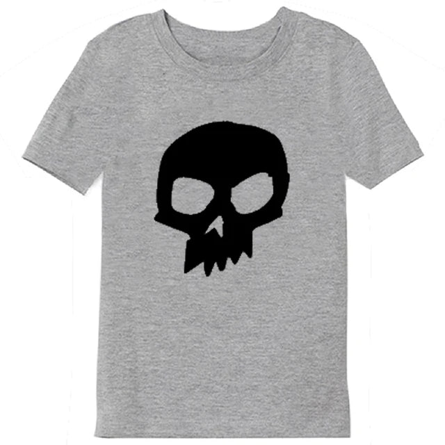 2024 Summer Children's T-Shirt Fashion 100% Cotton Boy T Shirt Girl Cartoon Skull Print Girl T-Shirt Top Boy Clothes 2-10Y
