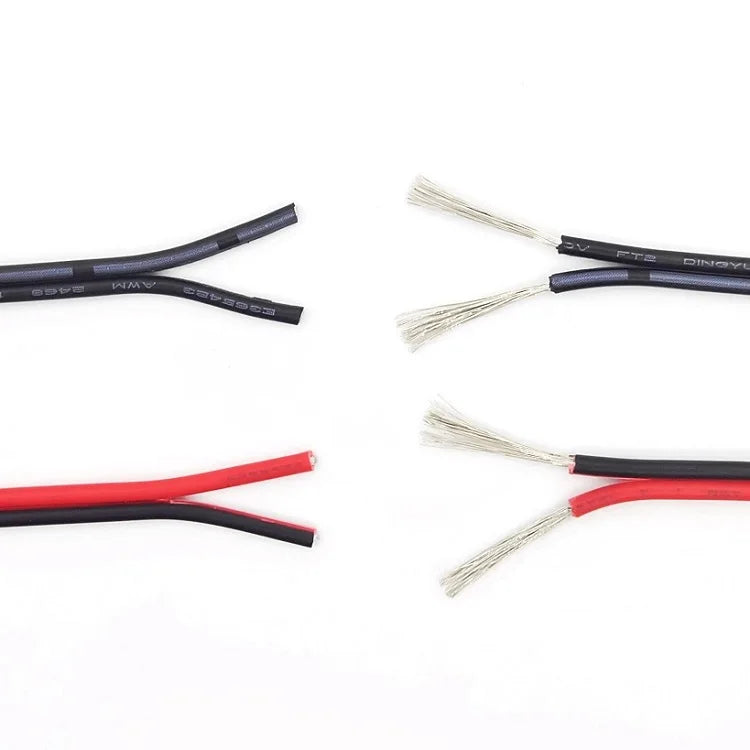2 Pin Wire Electric Copper Cable 28 26 24 22 20 18 16 AWG LED Strip Lamp Lighting Cable PVC Extend Cord White Black Red UL2468
