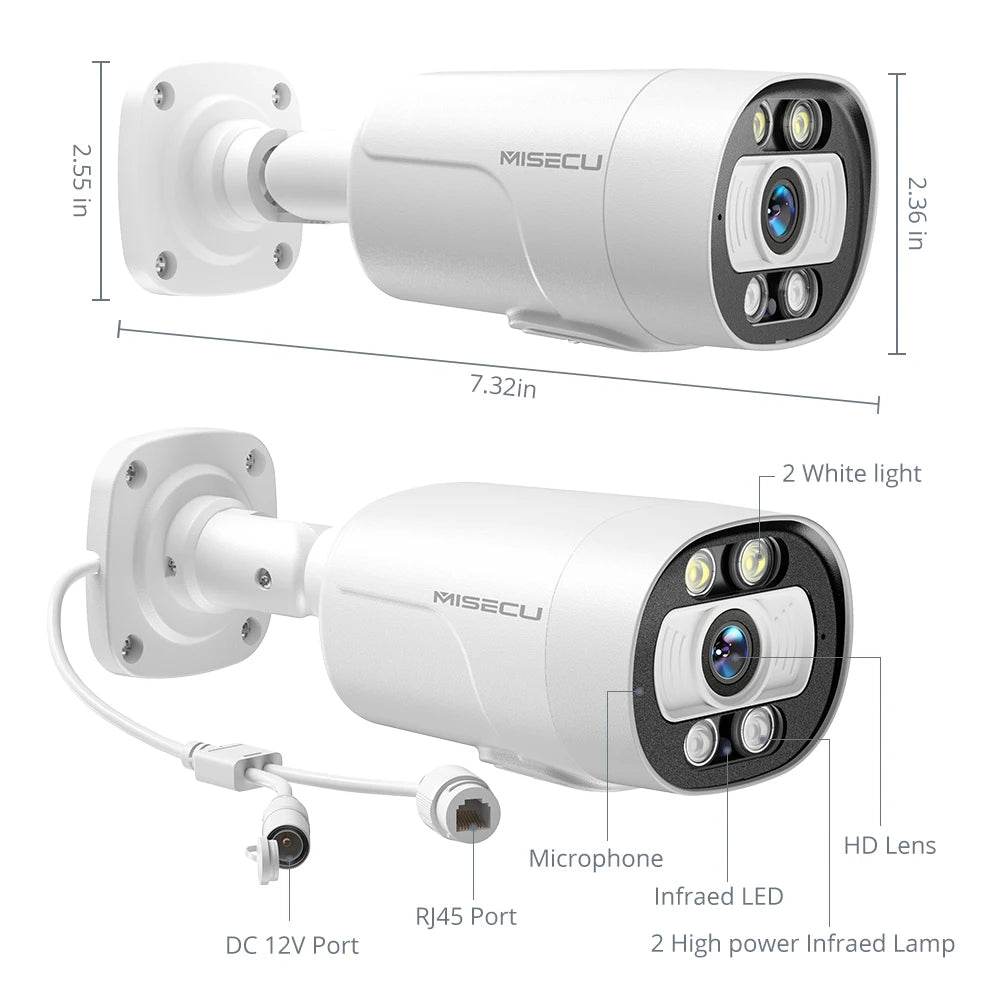 MISECU H.265 8CH 4K 5MP POE Camera Security System Outdoor 8MP Human Detect CCTV Surveillance Protection Color Night Vision P2P