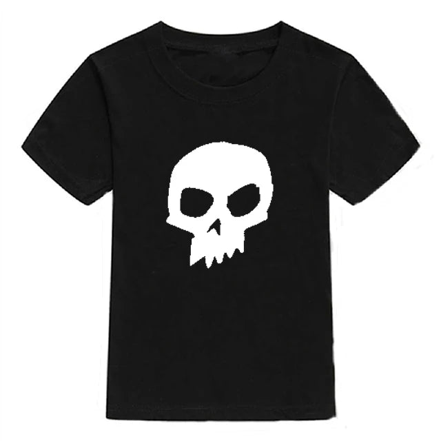 2024 Summer Children's T-Shirt Fashion 100% Cotton Boy T Shirt Girl Cartoon Skull Print Girl T-Shirt Top Boy Clothes 2-10Y