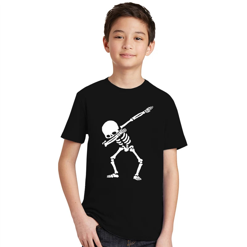 3 Colors Summer Children's T-shirt 100% Cotton Skull Print Boys T Shirt Girl Birthday T-shirt Gift Boy Clothes 2-10 Years 2021