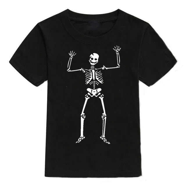 3 Colors Summer Children's T-shirt 100% Cotton Skull Print Boys T Shirt Girl Birthday T-shirt Gift Boy Clothes 2-10 Years 2021