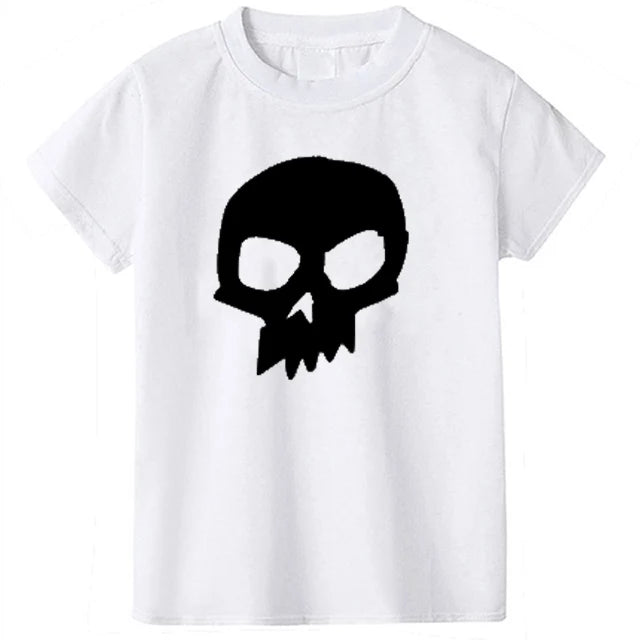 2024 Summer Children's T-Shirt Fashion 100% Cotton Boy T Shirt Girl Cartoon Skull Print Girl T-Shirt Top Boy Clothes 2-10Y