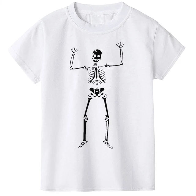 3 Colors Summer Children's T-shirt 100% Cotton Skull Print Boys T Shirt Girl Birthday T-shirt Gift Boy Clothes 2-10 Years 2021