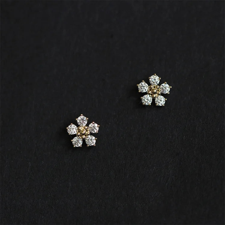 925 Silver Needle Simple Small Stud Earrings Round Cubic Zirconia Minimalist Stud Earrings Gift for Her