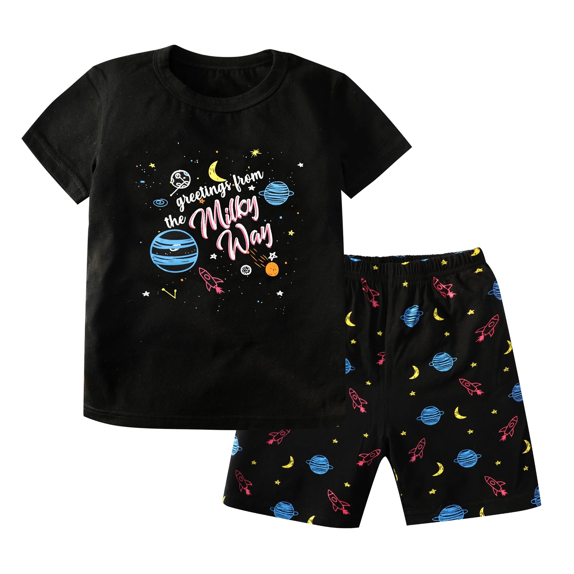 2 4 6 8 10 Years Kids Pjs Sets Summer Pajamas for Children Cotton Boys Sleepwear Baby Pyjamas Short Sleeves Girl Sets Nightwear