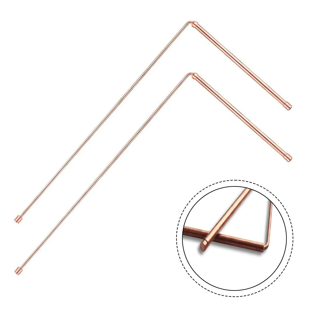 2Pcs 99.9% Copper Dowsing Rods Set Metal Detector Rod Water Witching Portable Dragon Seeking Tool Water Treasure Dowsing Rod