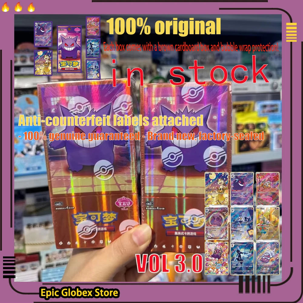 In Stock Original Cards Gem Pack Vol 2 & 3 Scarlet and Violet Eevee Vol 3 Trading Card Chinese PTCG Bag Box Toys Collection Gift