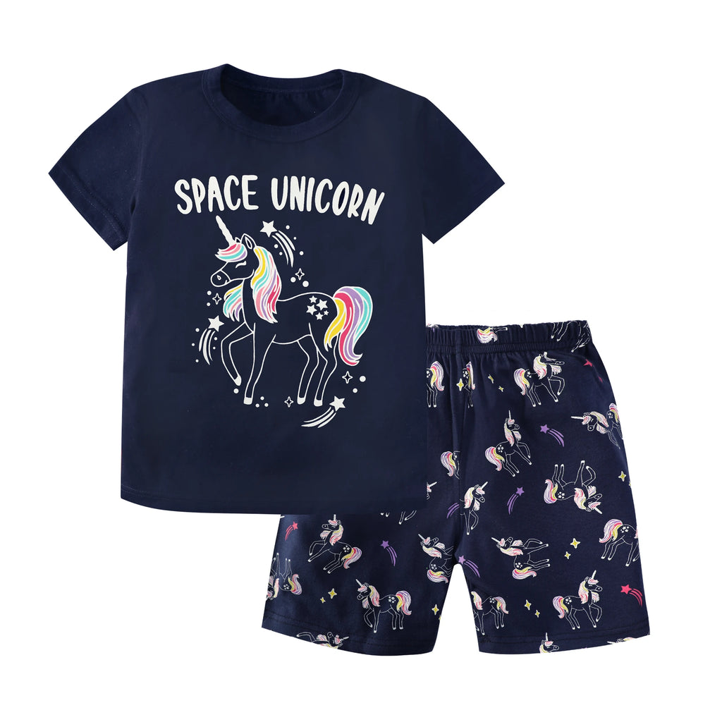 2 4 6 8 10 Years Kids Pjs Sets Summer Pajamas for Children Cotton Boys Sleepwear Baby Pyjamas Short Sleeves Girl Sets Nightwear