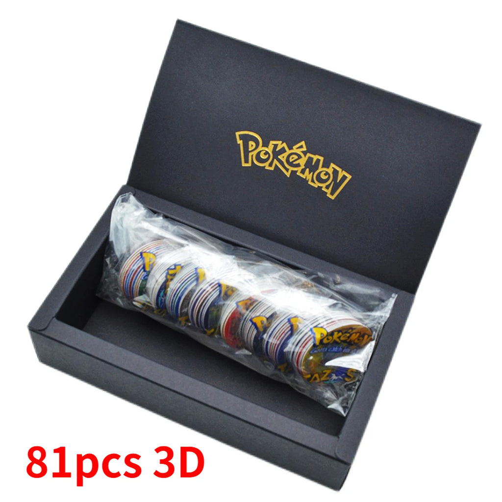 100/160pcs Pokemon Tazos 1/ 2 Generation Strokes Box 3D Round Square Collection Cards Album Trainer Pogs Cheetos Chipitaps