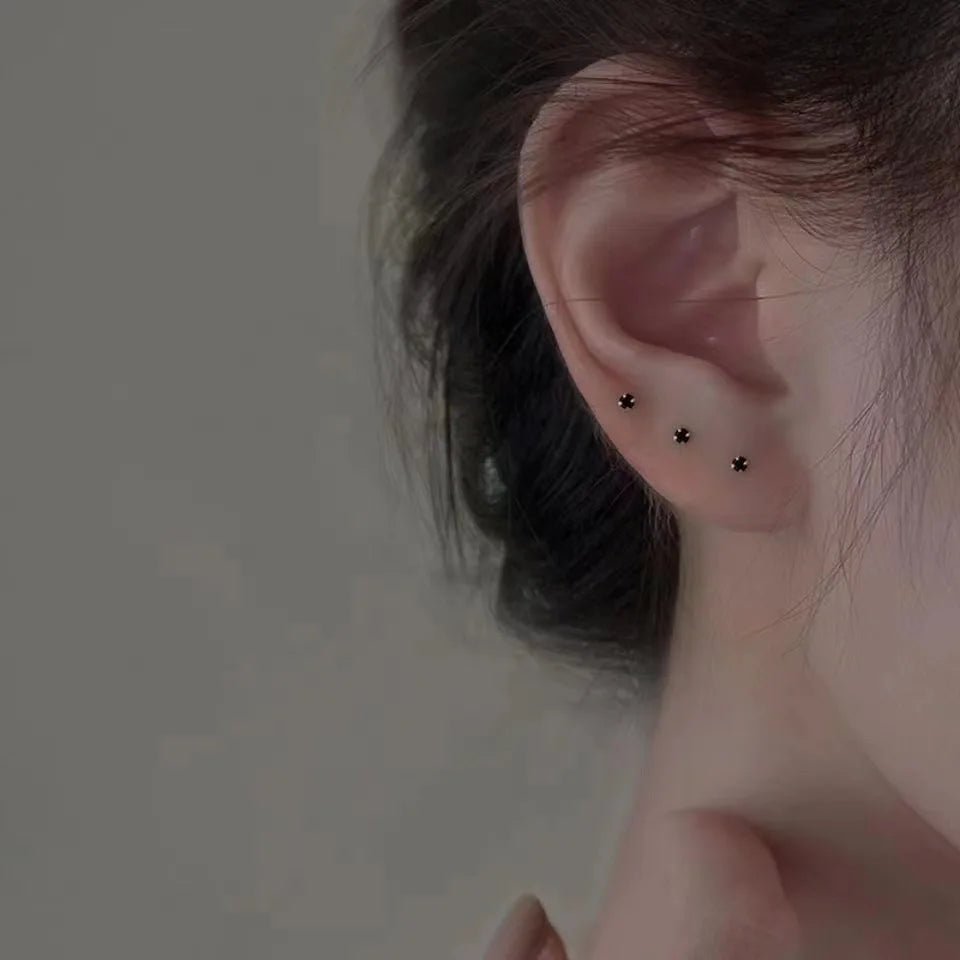 Trendy Mini Rhinestones Stud Earrings for Women Girls Daily Jewelry Cute Round Geometry Small Earrings Accessories