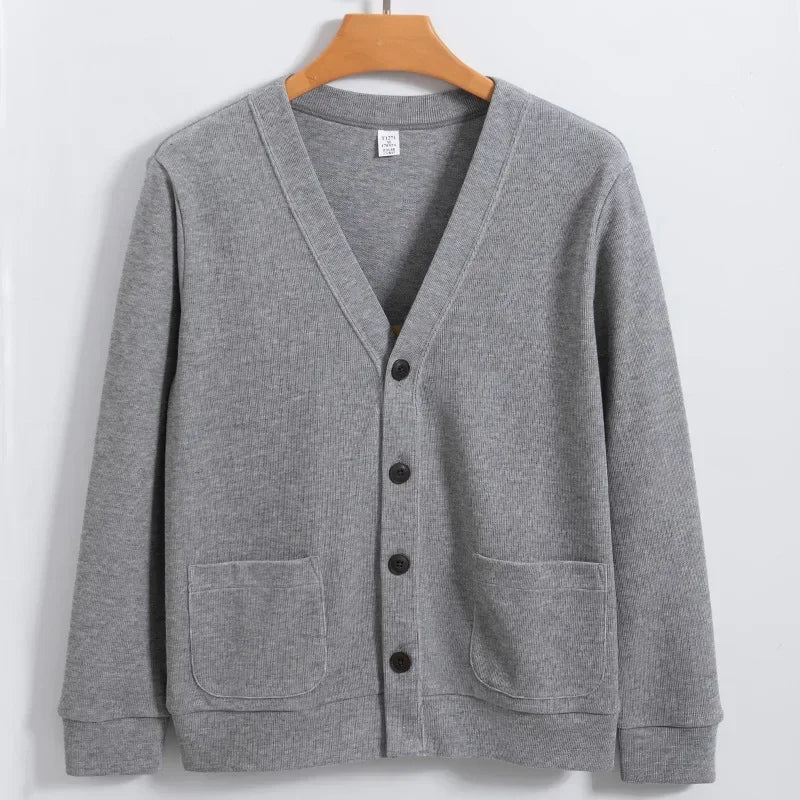 BROWON New Knitted Sweater Cardigan Men 2025 Autumn Solid Casual Man Clothes Korean Fashion 80% Cotton V-Neck Collar Sweater Men