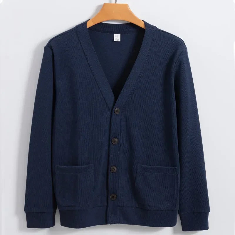 BROWON New Knitted Sweater Cardigan Men 2025 Autumn Solid Casual Man Clothes Korean Fashion 80% Cotton V-Neck Collar Sweater Men