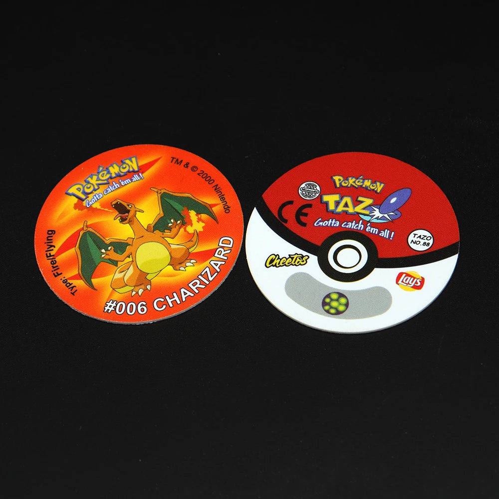 100/160pcs Pokemon Tazos 1/ 2 Generation Strokes Box 3D Round Square Collection Cards Album Trainer Pogs Cheetos Chipitaps