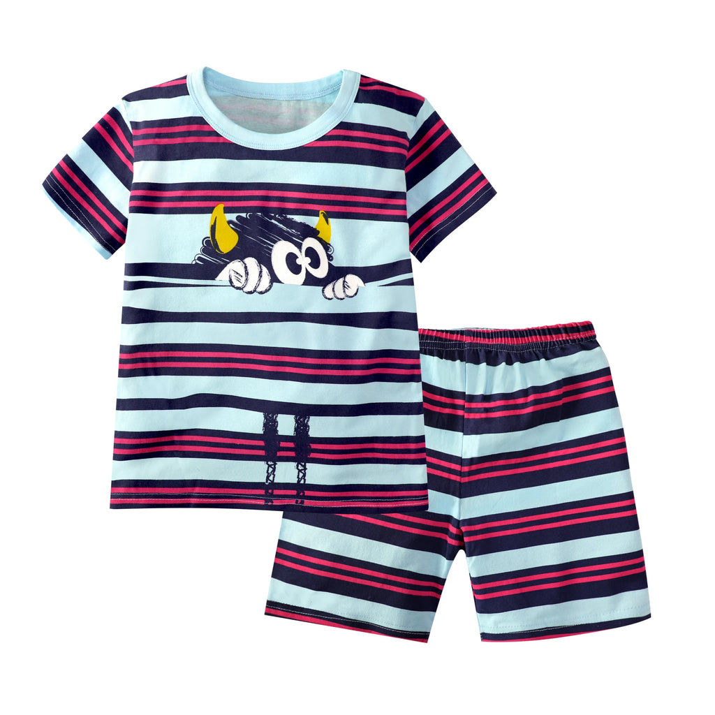 2 4 6 8 10 Years Kids Pjs Sets Summer Pajamas for Children Cotton Boys Sleepwear Baby Pyjamas Short Sleeves Girl Sets Nightwear