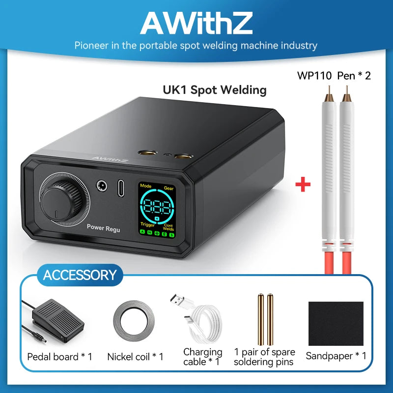 Awithz 9000W Spot Welder High Power Portable Pedal Spot Welding Machine 1330A present Adjustable Welders for DIY 18650 Battery
