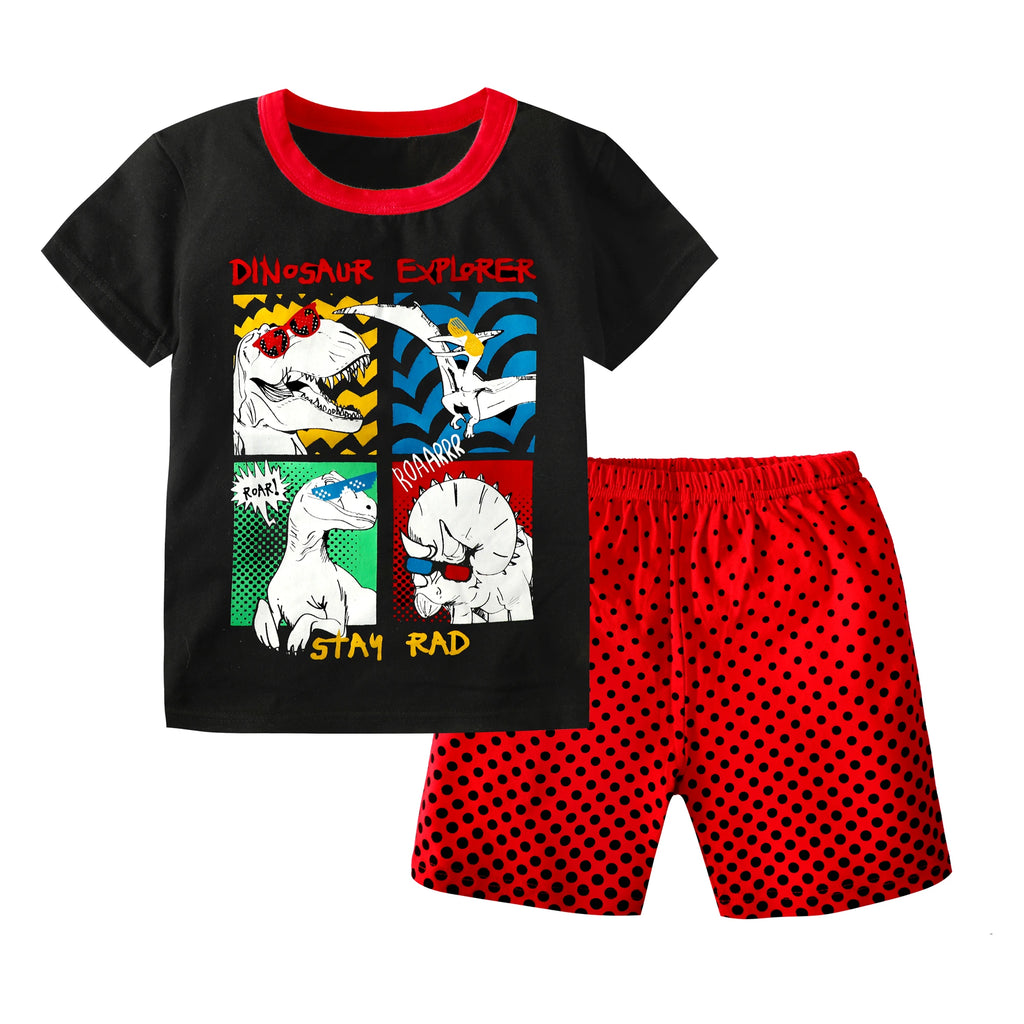 2 4 6 8 10 Years Kids Pjs Sets Summer Pajamas for Children Cotton Boys Sleepwear Baby Pyjamas Short Sleeves Girl Sets Nightwear