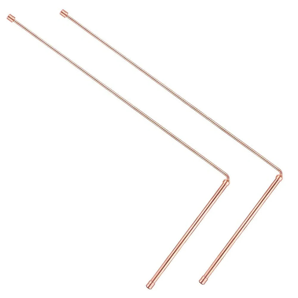 2Pcs 99.9% Copper Dowsing Rods Set Metal Detector Rod Water Witching Portable Dragon Seeking Tool Water Treasure Dowsing Rod