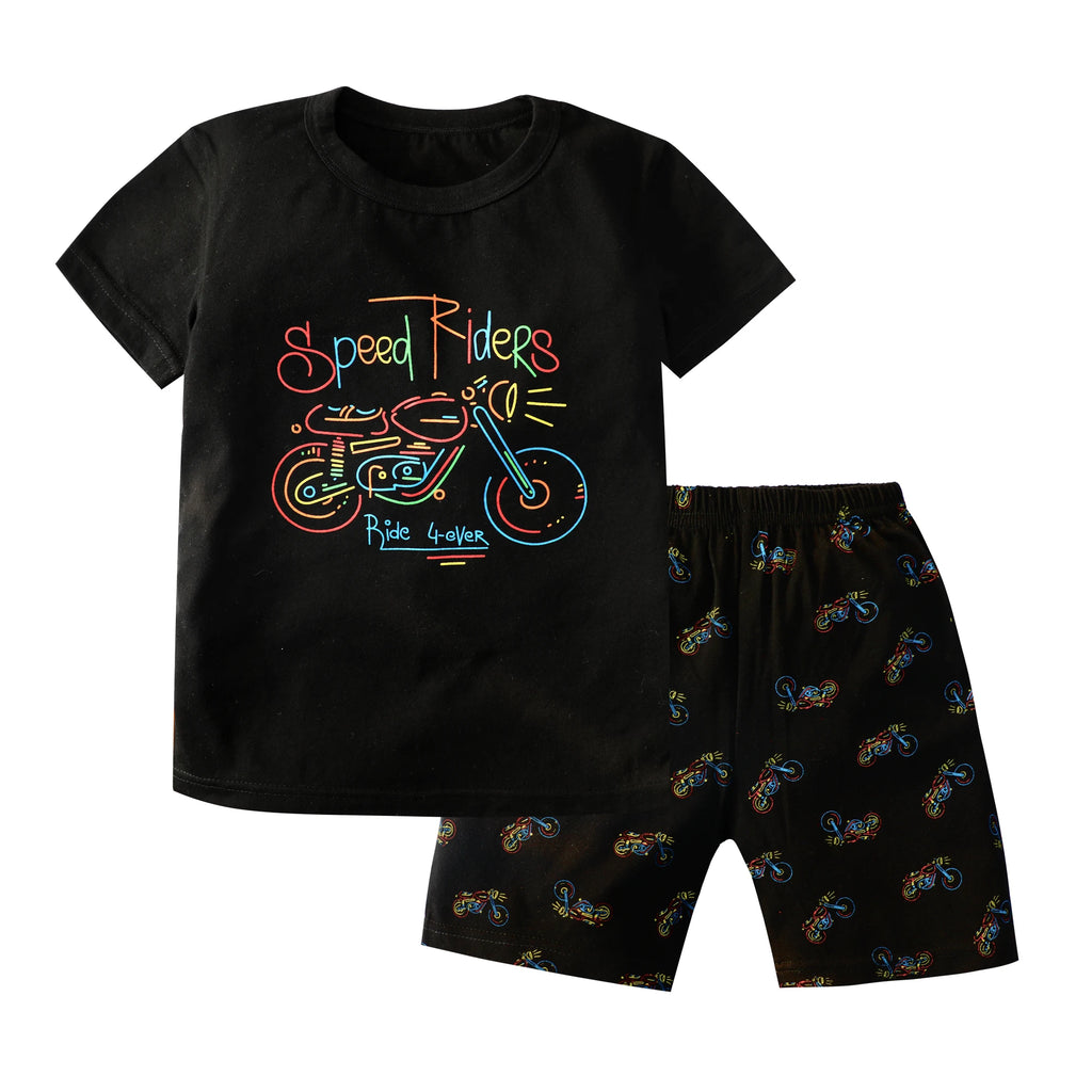 2 4 6 8 10 Years Kids Pjs Sets Summer Pajamas for Children Cotton Boys Sleepwear Baby Pyjamas Short Sleeves Girl Sets Nightwear