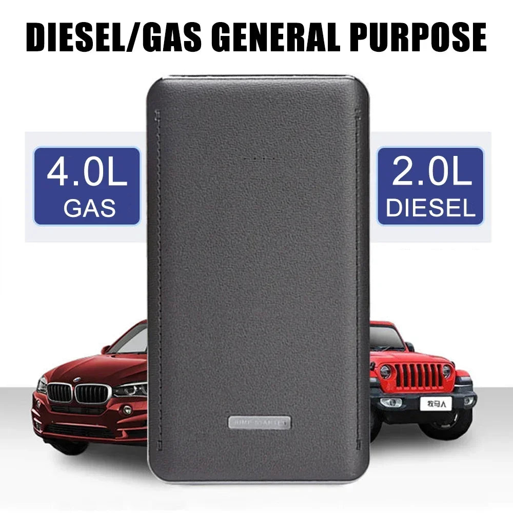 12V Mini Leather Car Jump Starter Booster Portable Car Power Bank 10000mAh Multifunctional Engine Battery Emergency Start